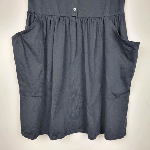 ASOS Black Oversized Short Sleeves Button Up Pockets Classic Basic Dress Size 0 - Picture 4 of 10